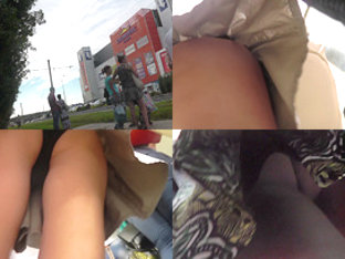 Upskirt footage of thong of a girl in a mini skirt