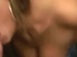 Breasty chick lets him play with her breasts