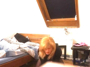 Sissy BDSM whore cuffs herself, wanking, cumming & spanking