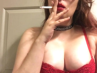 Chubby Teen Smoking Goddess - Big Perky Tits Red Cork Tip 100 Big Red Lips