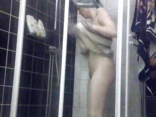 Astonishing girl soaps herself in the shower on hidden camera