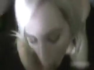 Golden-Haired tart gives oral stimulation and spits cum