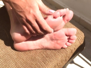 Feet Showing On A Public Balcony. Sexiest Feet, Soles & Toes. Solo.
