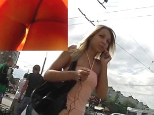 Breathtaking Golden-haired In Outdoor Upskirt Video