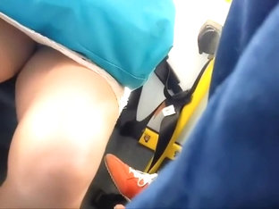 Peeping Between Commuter Girl's Legs