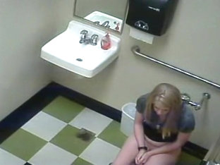 Blonde Girl In Pees In A Public Toilet