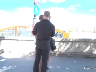 Gagged Bare Tits And Ass Blonde In Public