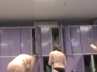Natural shaggy tits admired by the changing room spycam