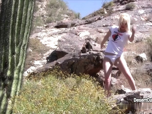 Sexy Blonde Teen Dresses Off And Masturbates In The Mountains