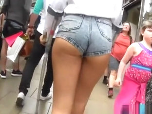 Sexy Ass Chick In Tight Jeans Shorts