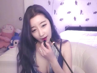 Young Korean in pantyhose shows her body