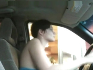 Woman Showing Her Tits In A Drive Through