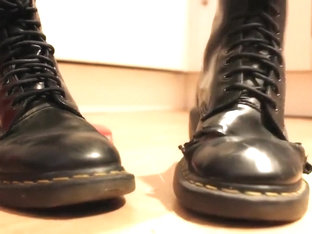 Girl Wiggles Her Toes In Soft, Well Worn Doc Martens And Crushes A Toy Car