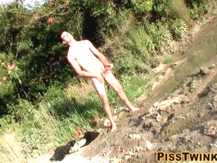 Teenager Pisses In The River Before Stripping And Fucking Off