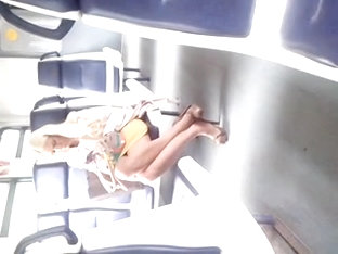 Sexy blondy in train