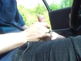 Reststop jerk-off in car
