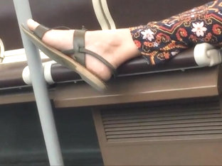 Candid Feet In The Tram