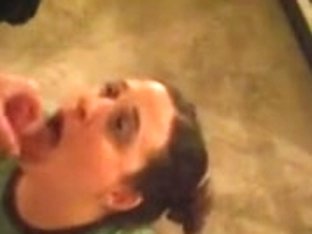 Obese girlfriend opens her face hole cum