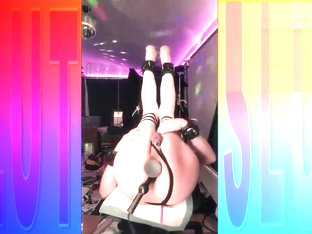 Hooded Sissy Bondage Slut Fuckes Her Pussy With Two Toys