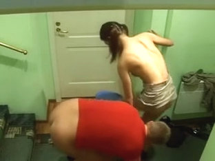 Couple caught fucking outside their apartment door