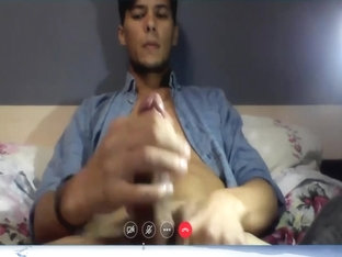 skinny tan skin russian twink jerkoff his monster dick ans cum in his hand