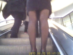 Escalator Upskirt Skinny Legs