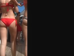 two hot girls bikini ass