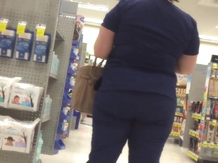 Dark blue scrubs booty