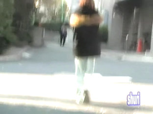 Japanese chick sharked in the middle of a lonely road