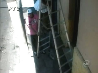 Candid camera voyeur presents cute girl with a round bum on the ladder.