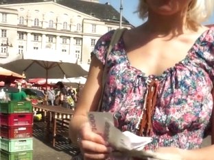 Blonde Girlfriend Catherine Lets Me To Taste Her Sweet Pussy With A Dick In Public