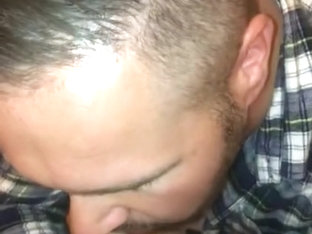 Chubby guy sucks straight cock