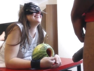 Blowjob And Melon Fucking. 1 Guy 1 Girl And A Melon.