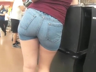 Chick With Nice Ass In Tight Jeans Shorts