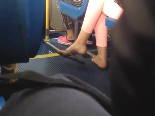 Candid Flip Flop Feet on the Bus