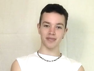 Cute twink boy strips naked