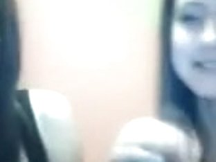 2 Brunettegirls Engulfing Sextoy In Front Of Web Webcam