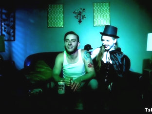 Tranny dominates and anal bangs step bro