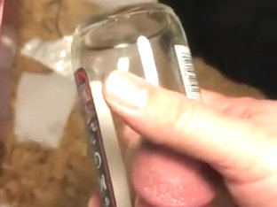Fucking a big glass bottle