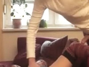 cute brunette hair enjoing pecker at home