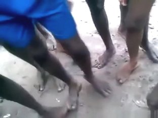 African Sex In Public. His Buddies Sing And Cheer For Him !!!