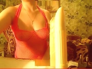 Masturbating in a pink mantle