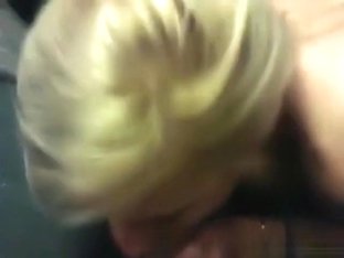 Cute Blonde Girl Sucks Her Bf's Cock POV On The Bed