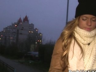 Euro Blonde Fucking In The Park POV At Night