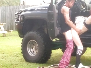 Amateur Redhead In 4x4 Gets Fuck In Public