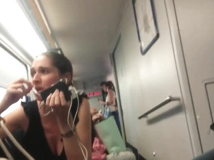 Hidden Cam Creep Upskirt On A Train