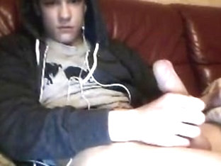 Latvia  cute boy with huge cock cums on cam