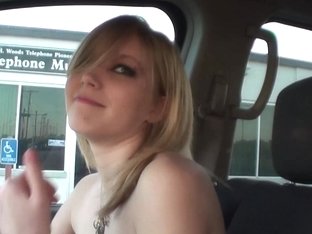 Blonde Girl With Dark Eye Makeup Driving Around Naked