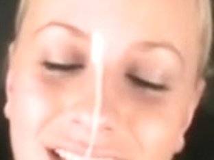 Betwixt her eyes jizz flow