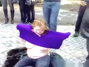 Fat Naked Brunette Russian Girl Strips In Public And Gets Cuffed By The Police